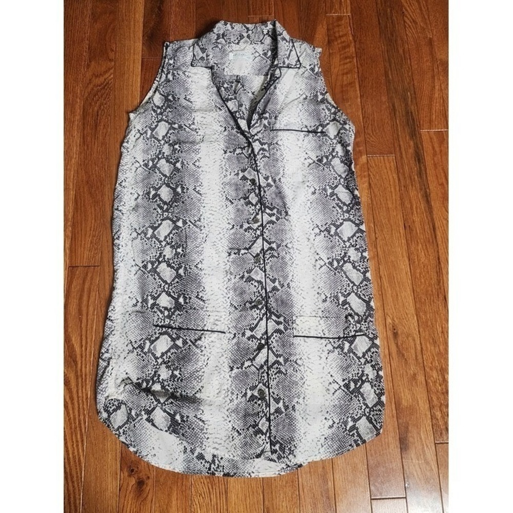 Equipment‎ Sleeveless Shirt Blake Snake Print Silk Button Up Pockets XS